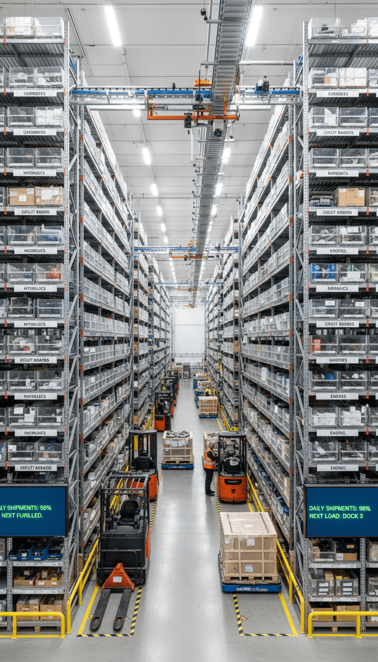Organized inventory and parts warehouse for government contracts